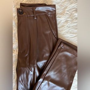 Faux Leather Brown Pants